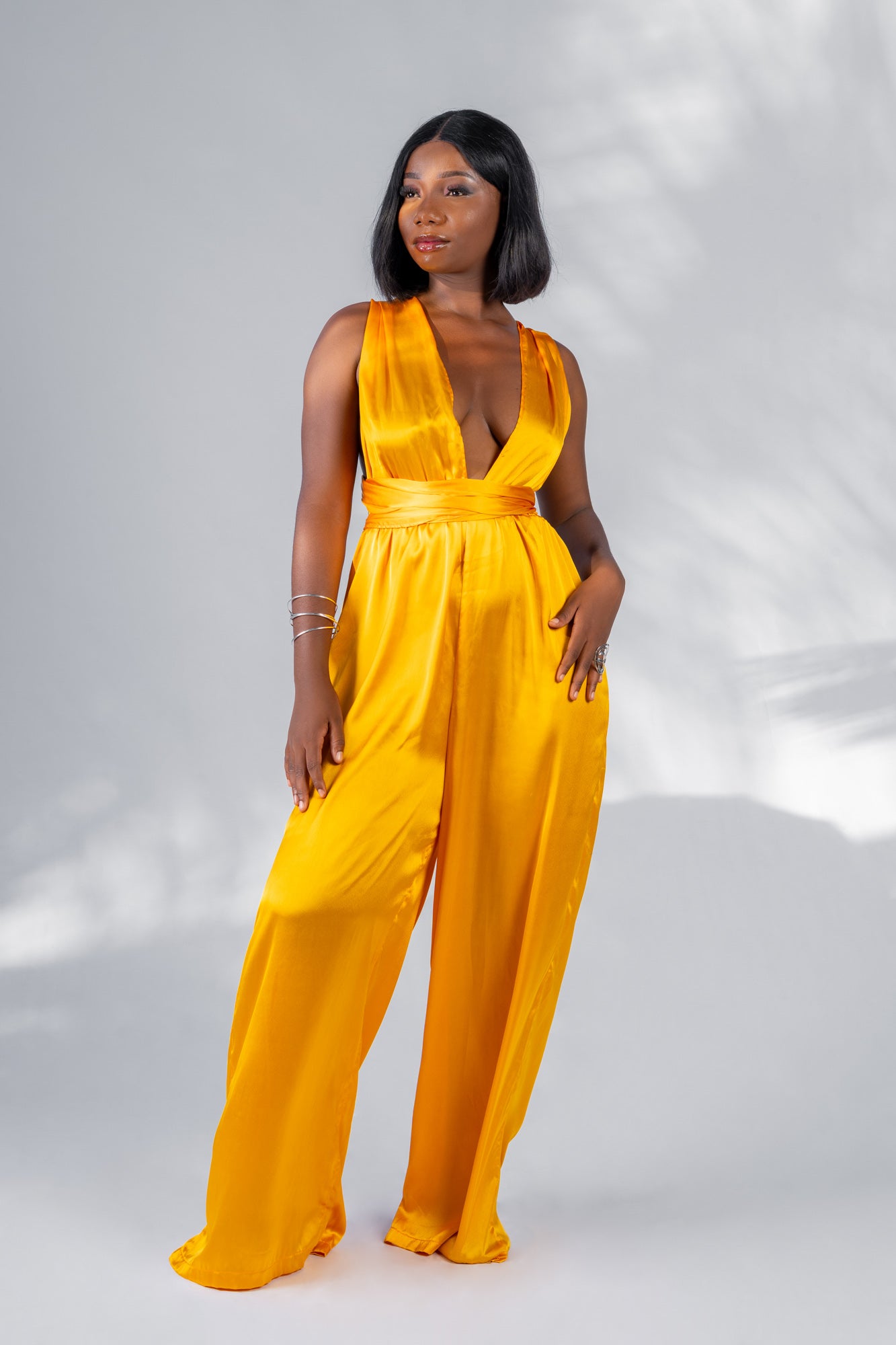 Combinaison pantalon dos croisé satin