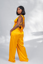 Combinaison pantalon dos croisé satin